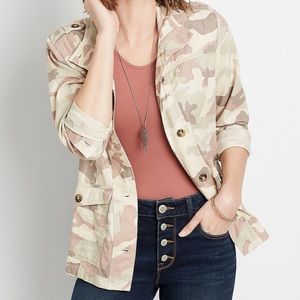 Maurices Pink Camouflage Quilted Yolk Utility Jacket